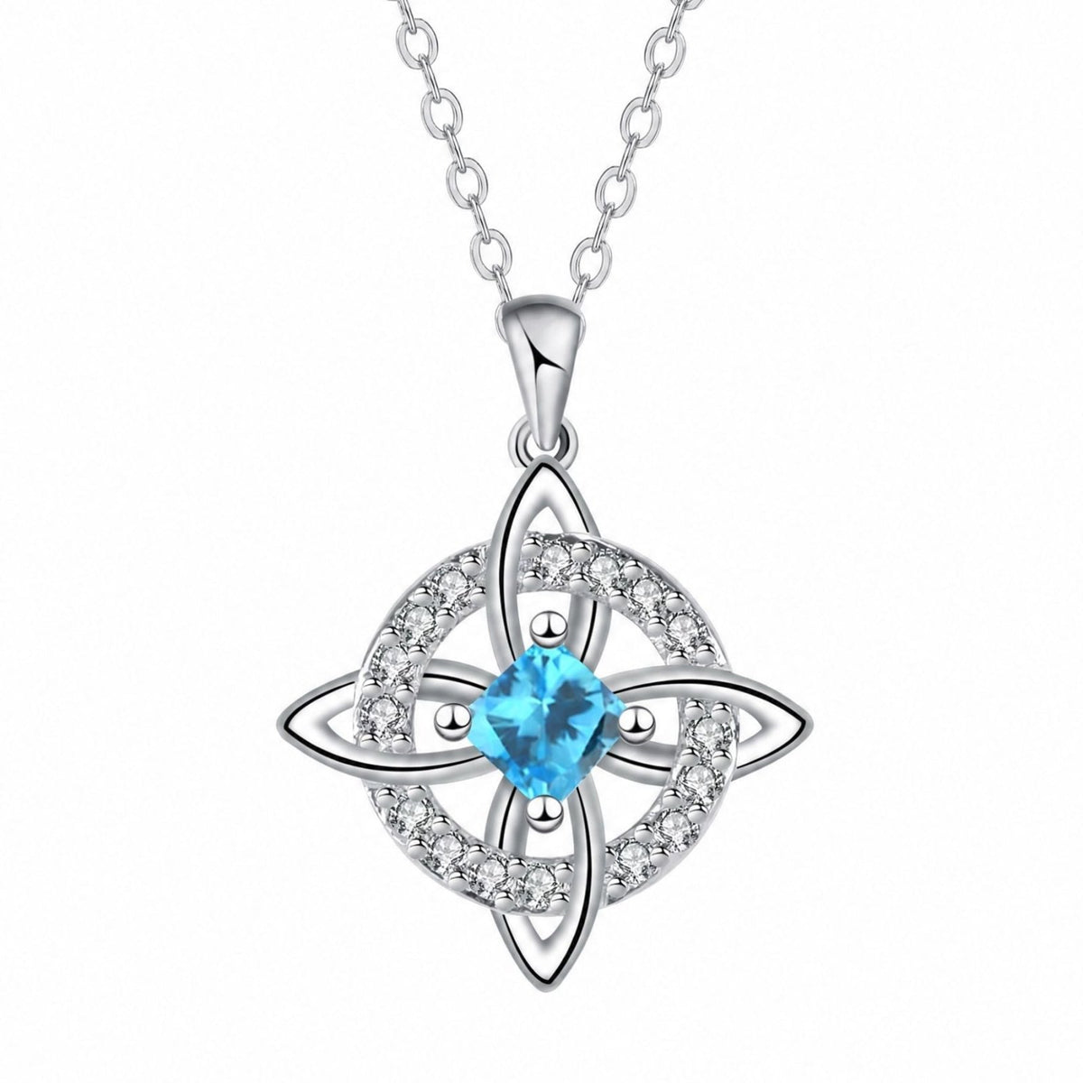 Collier nœud de sorcière pour femme, en argent 925, avec pierre colorée