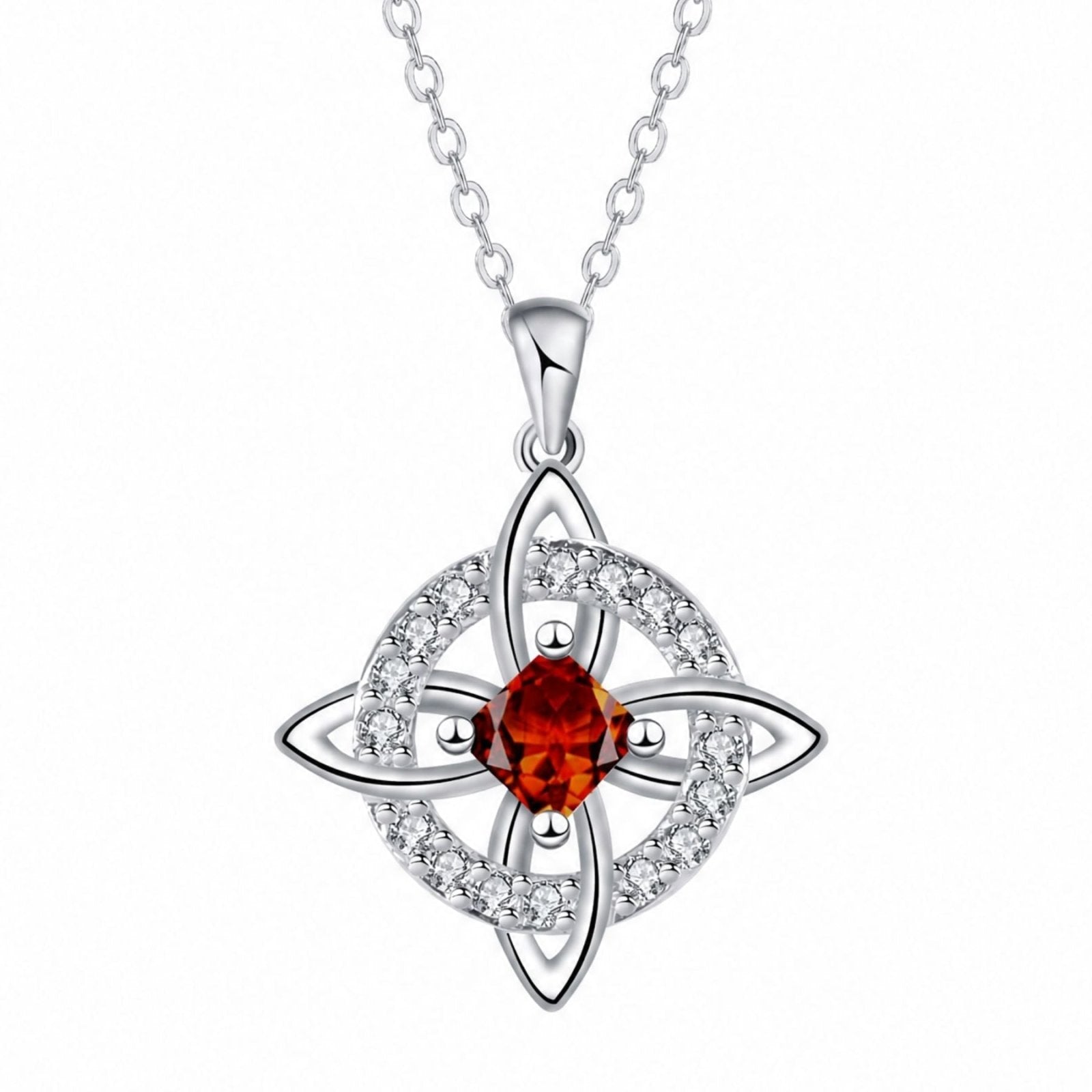 Collier nœud de sorcière pour femme, en argent 925, avec pierre colorée