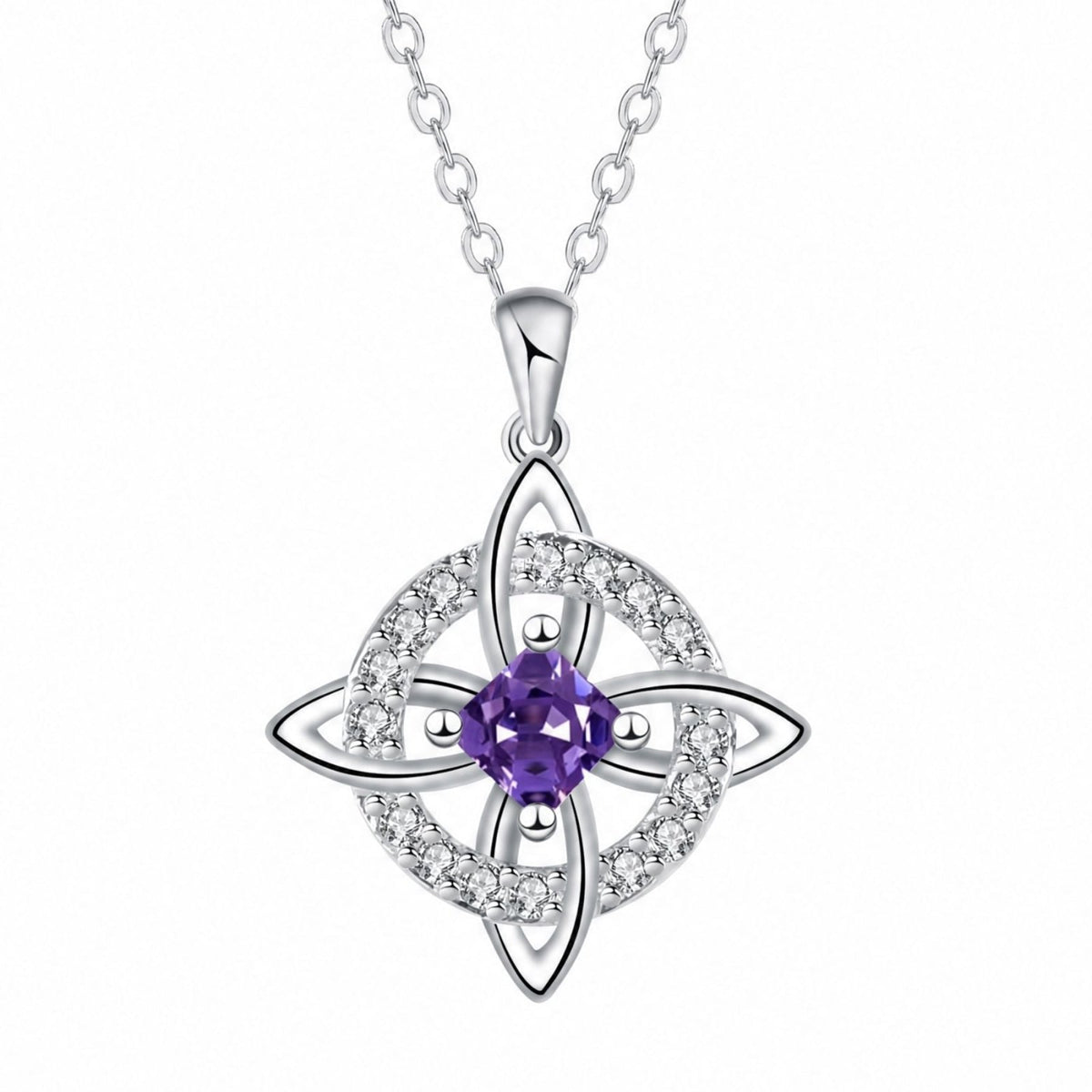 Collier nœud de sorcière pour femme, en argent 925, avec pierre colorée