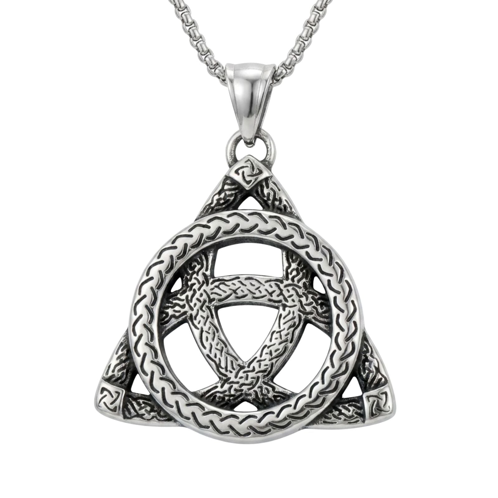 Collier noeud de sorcière pour hommes, en acier inoxydable, motif celtique