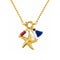 Collier océan pour femme, en acier inoxydable doré, pendentif étoile de mer avec perle et pompon coloré