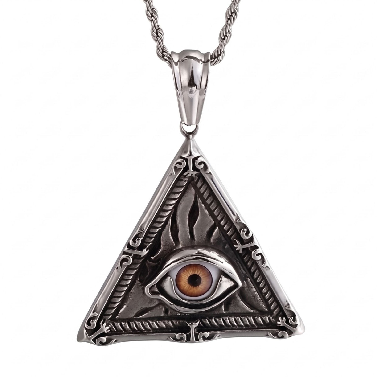 Collier oeil d'horus égyptien pour homme, en acier inoxydable, style gothique