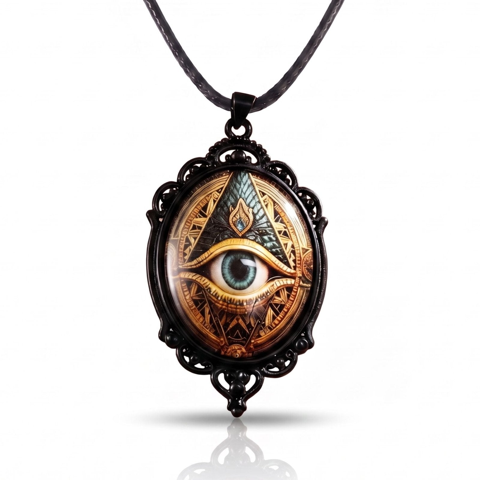 Collier œil d'horus unisexe, en alliage de zinc, sur cordon noir