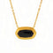 Collier ovale élégant avec pierre naturelle facettée, acier inoxydable et placage or 18K