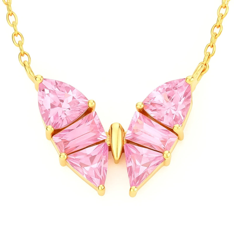 Collier Vintage Papillon Avec Pampilles, émail Et Cristaux - Couleur Argent - Très Bon état