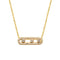 Collier pavé rectangulaire orné de trois pierres rondes, zircons brillants, acier inoxydable plaqué or 18K
