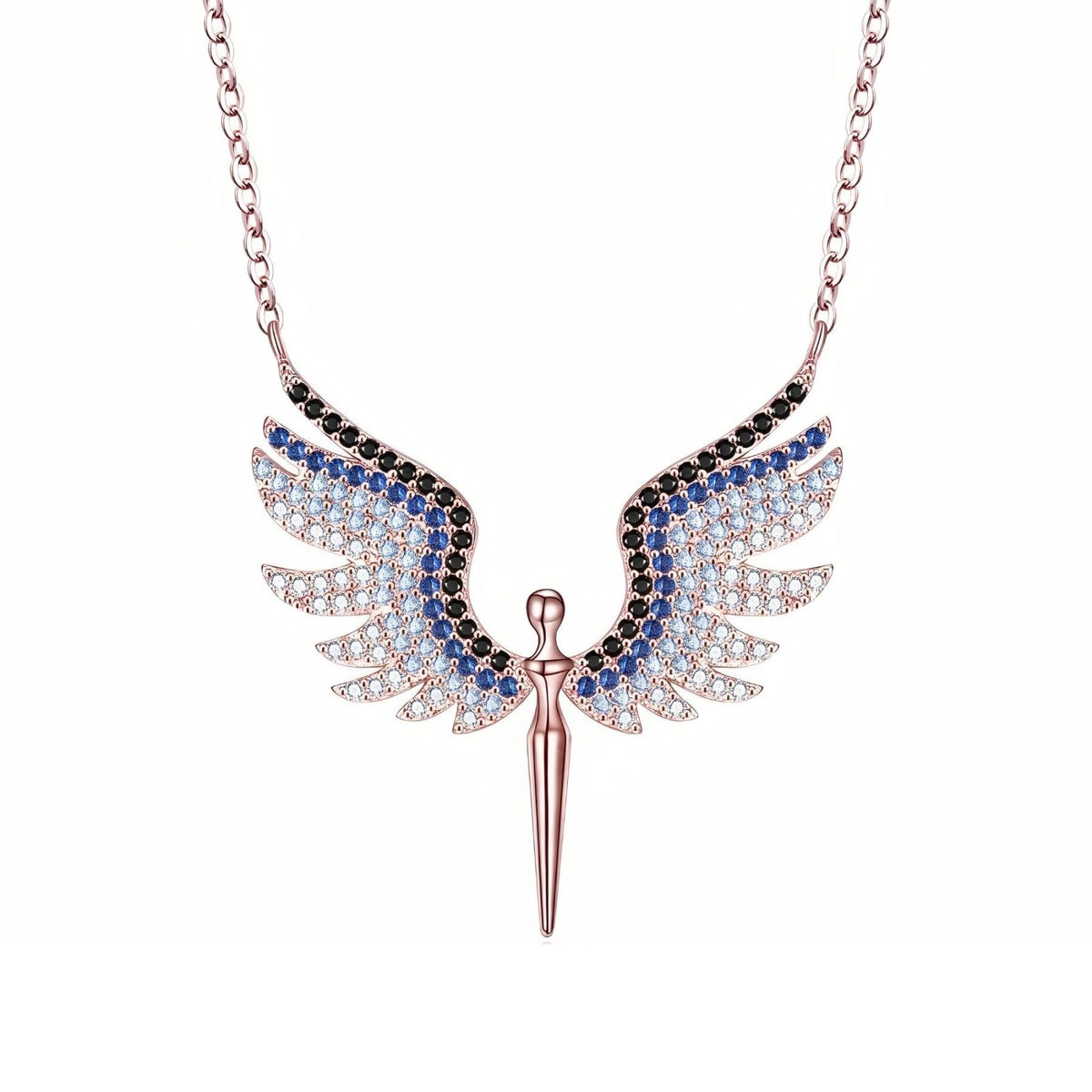 Collier pendentif ailes d’ange pour femme, en argent 925, avec pierres scintillantes