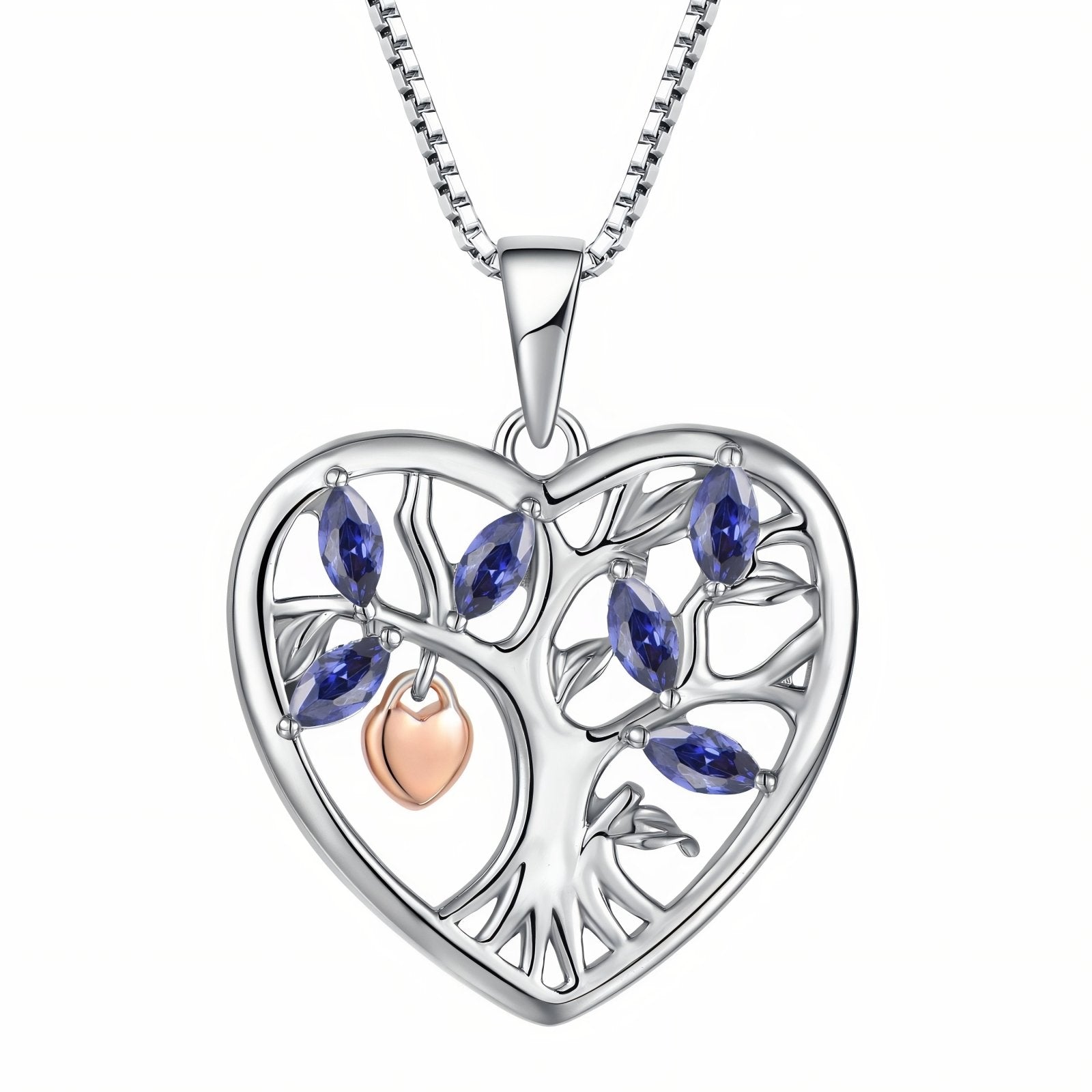 Collier pendentif arbre de vie dans un cœur pour femme, avec zircon, en argent 925