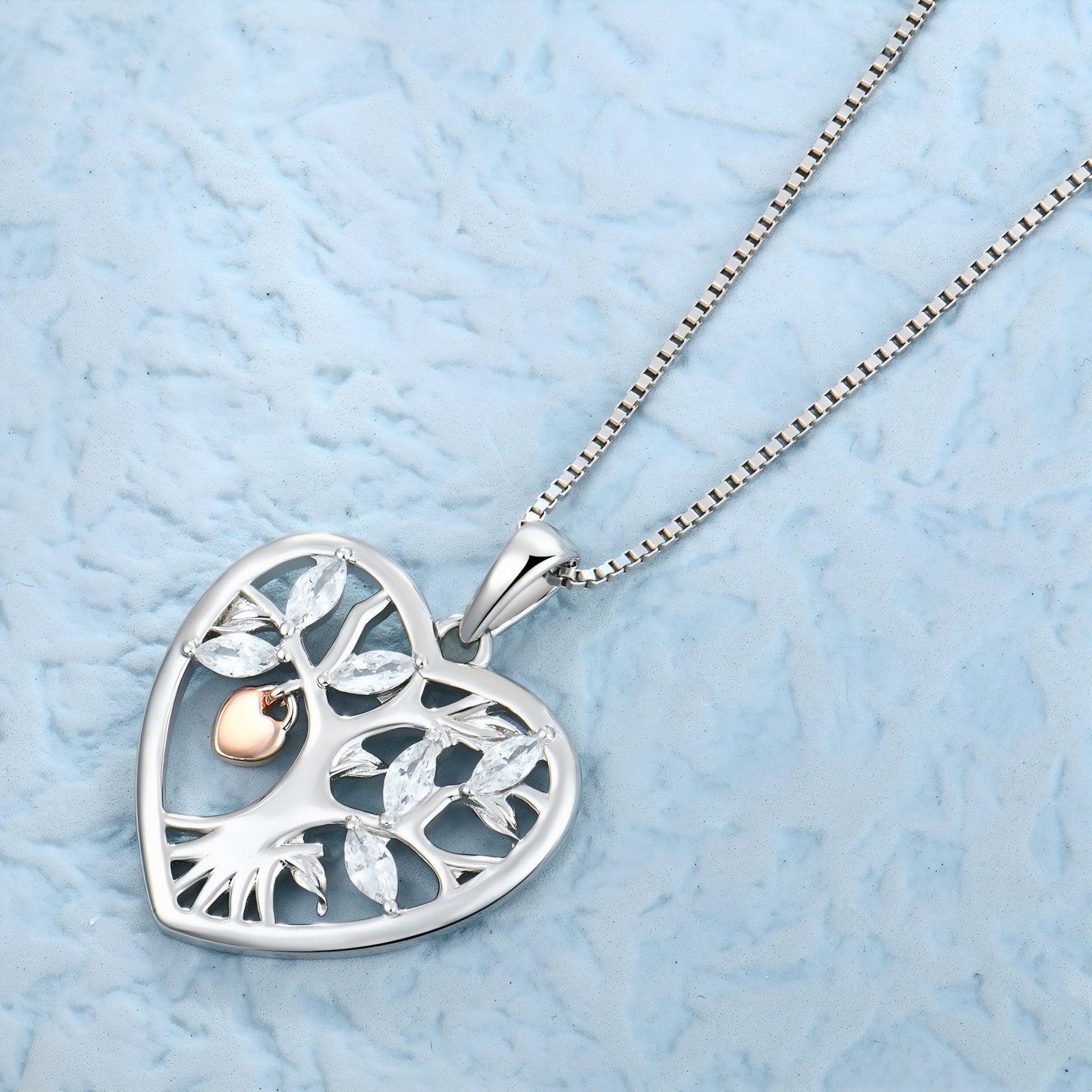 Collier pendentif arbre de vie dans un cœur pour femme, avec zircon, en argent 925