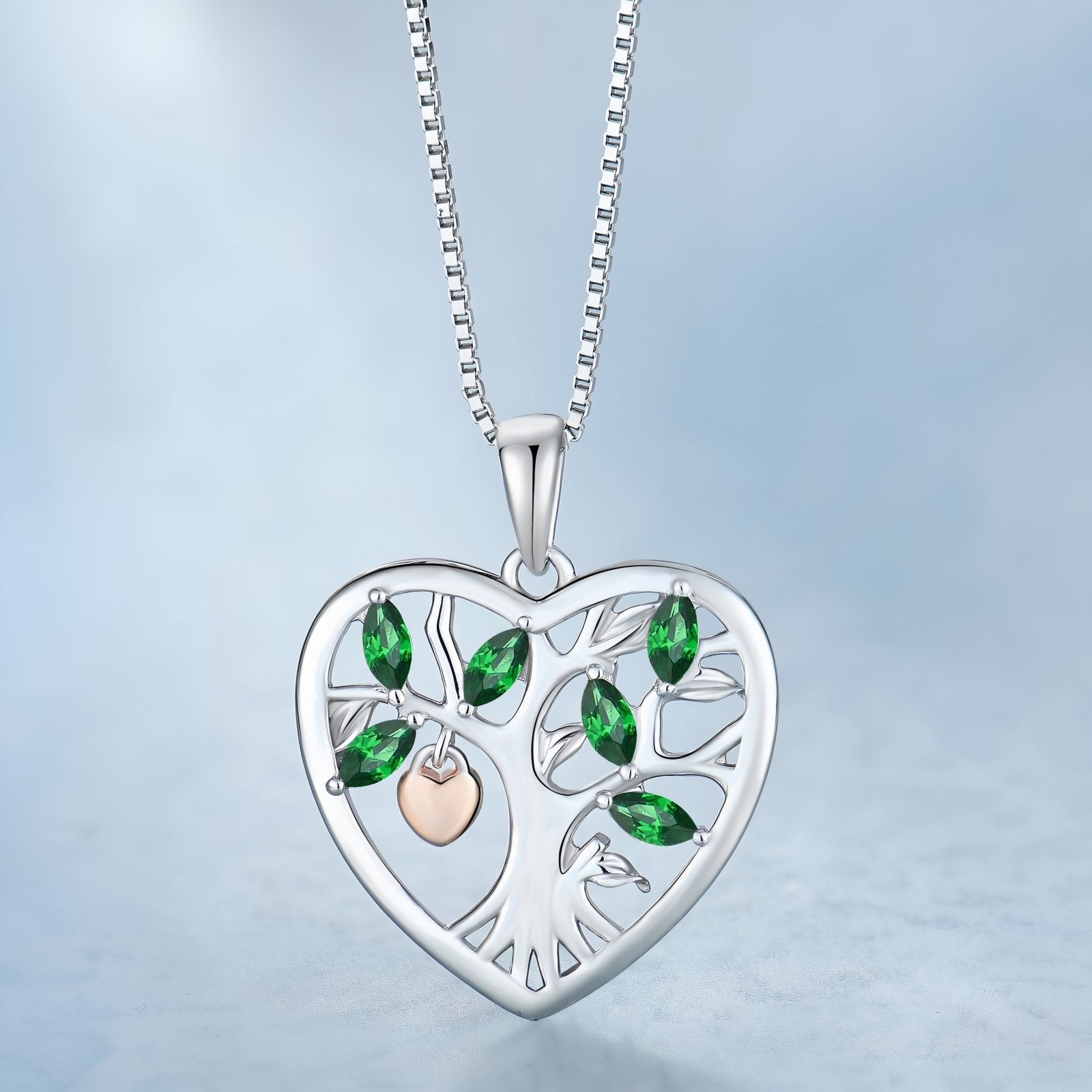 Collier pendentif arbre de vie dans un cœur pour femme, avec zircon, en argent 925