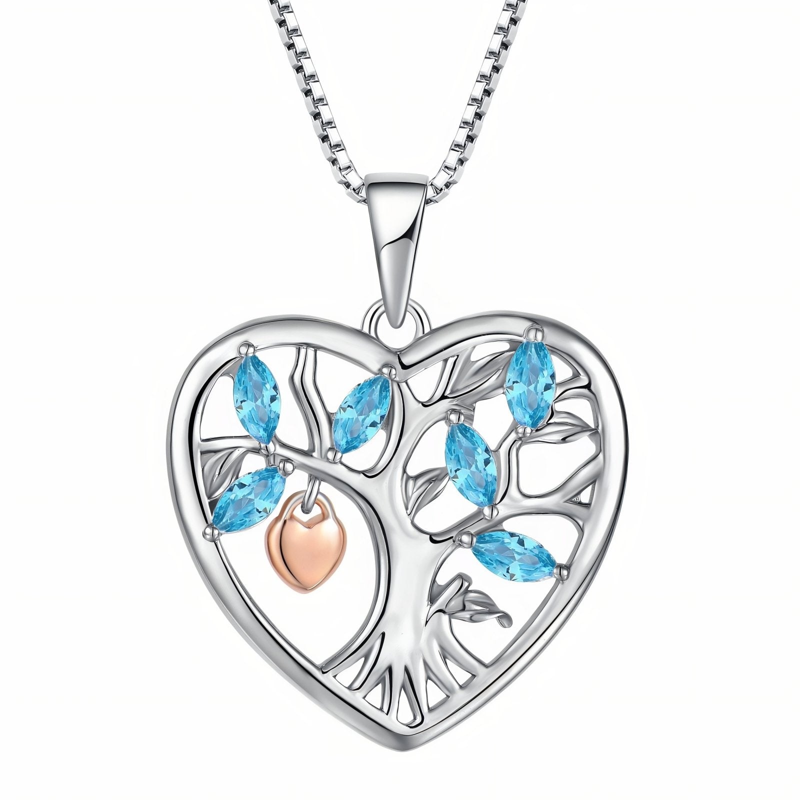 Collier pendentif arbre de vie dans un cœur pour femme, avec zircon, en argent 925