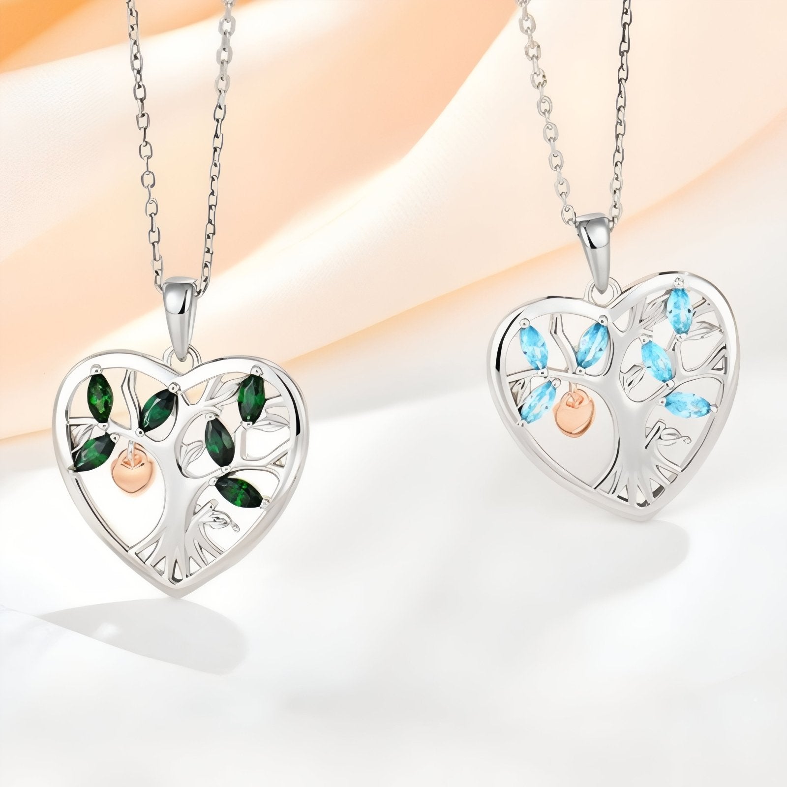 Collier pendentif arbre de vie dans un cœur pour femme, avec zircon, en argent 925