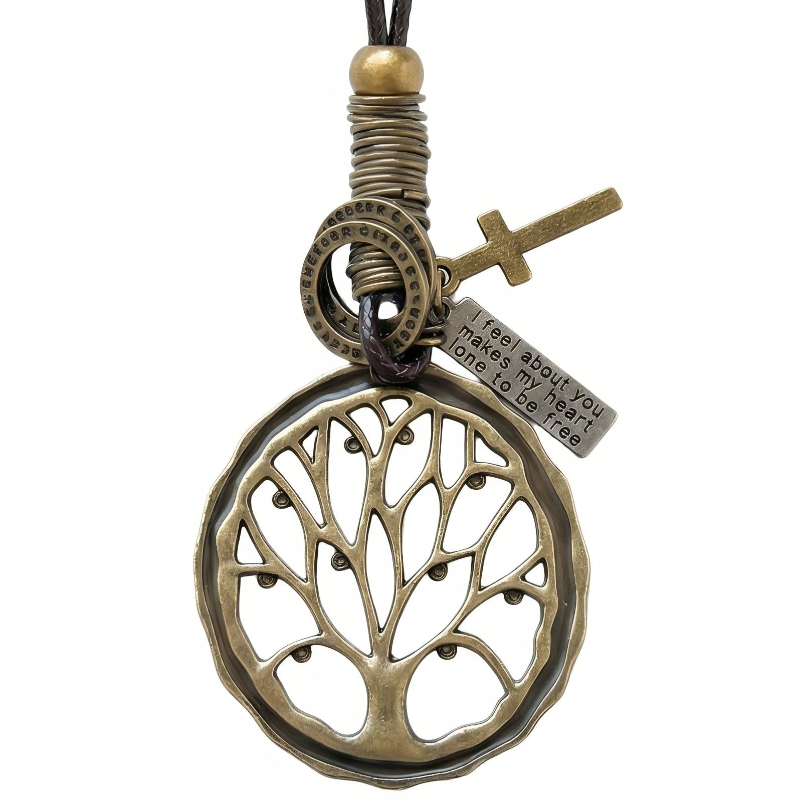 Collier pendentif arbre de vie pour femme, avec cordon ajustable, en alliage métallique, style bohème