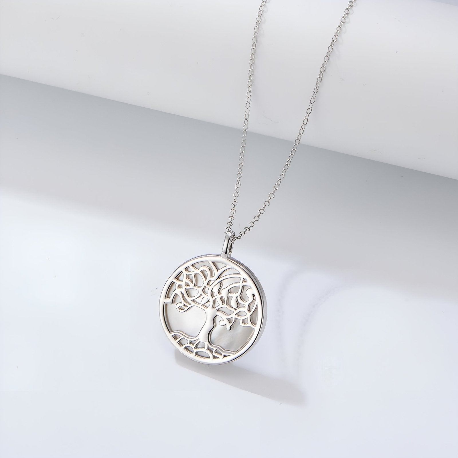 Collier pendentif arbre de vie pour femme, avec nacre, en argent 925