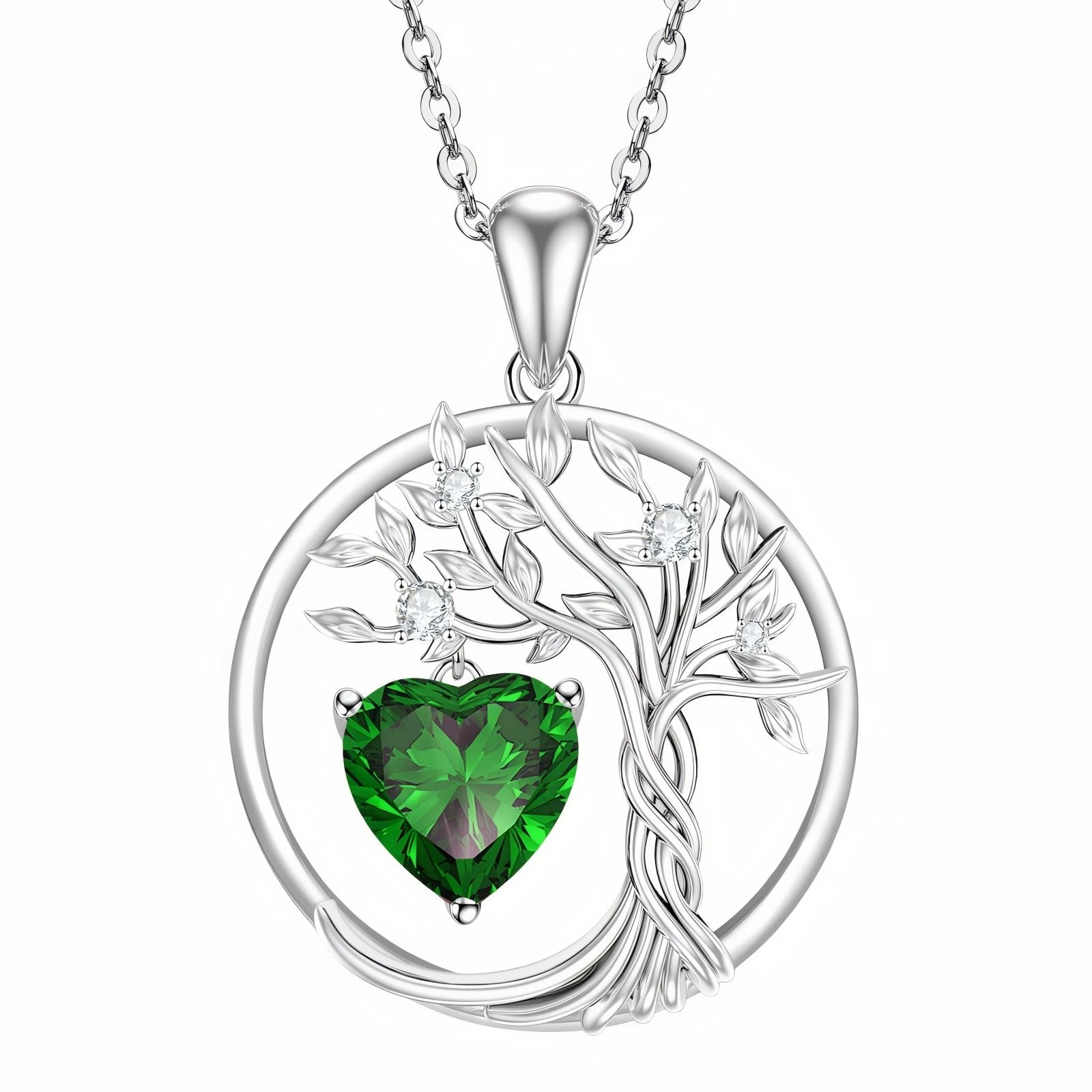 Collier pendentif arbre de vie pour femme, cœur en moissanite, argent 925
