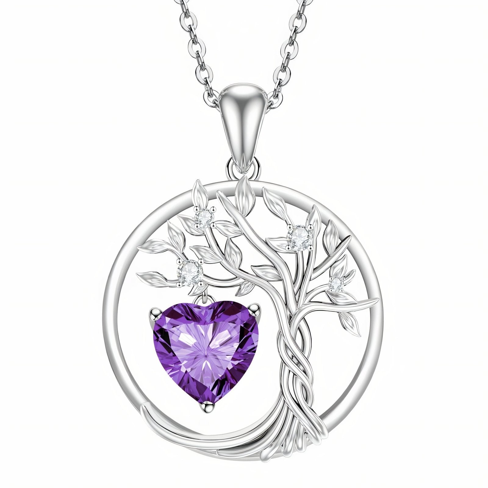 Collier pendentif arbre de vie pour femme, cœur en moissanite, argent 925