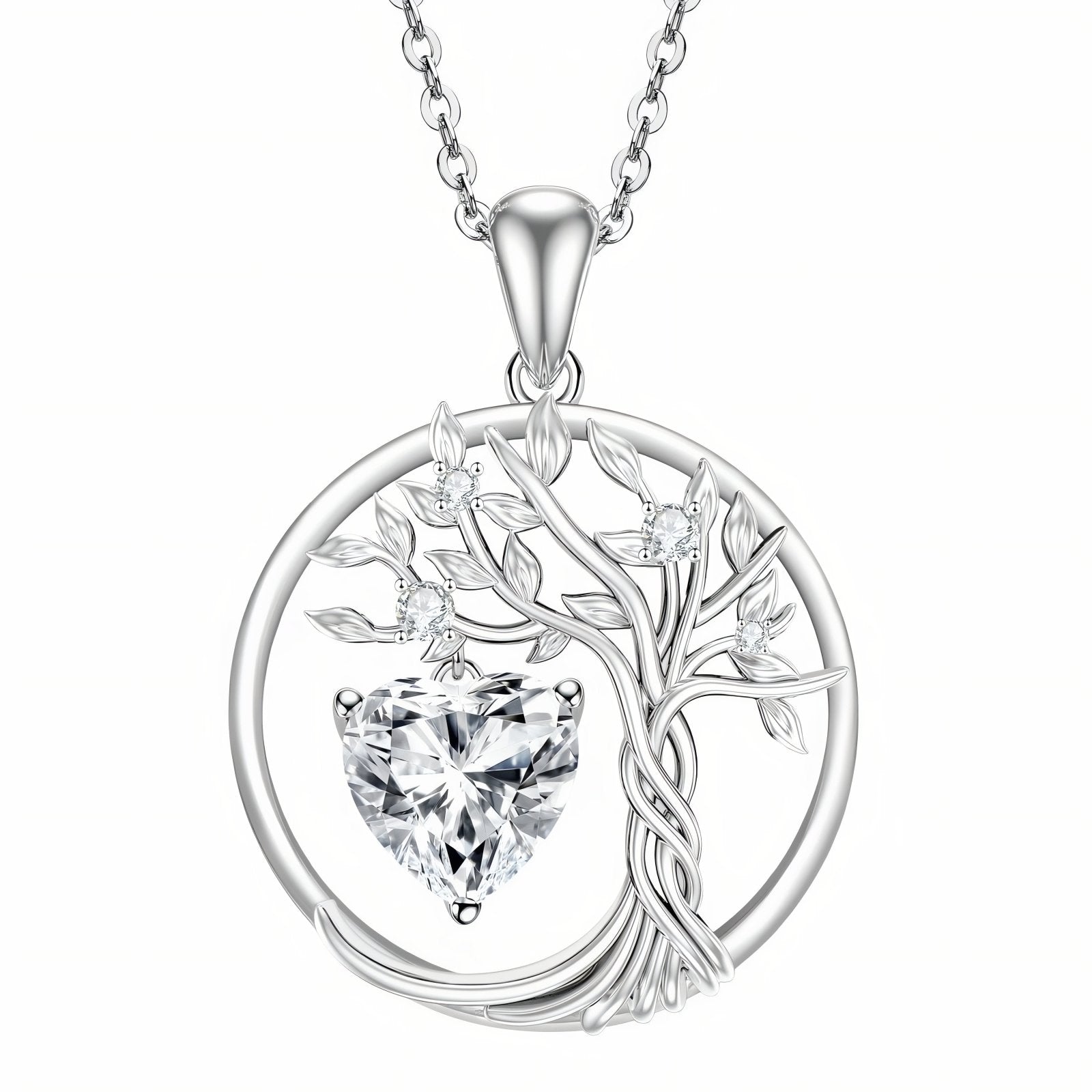 Collier pendentif arbre de vie pour femme, cœur en moissanite, argent 925