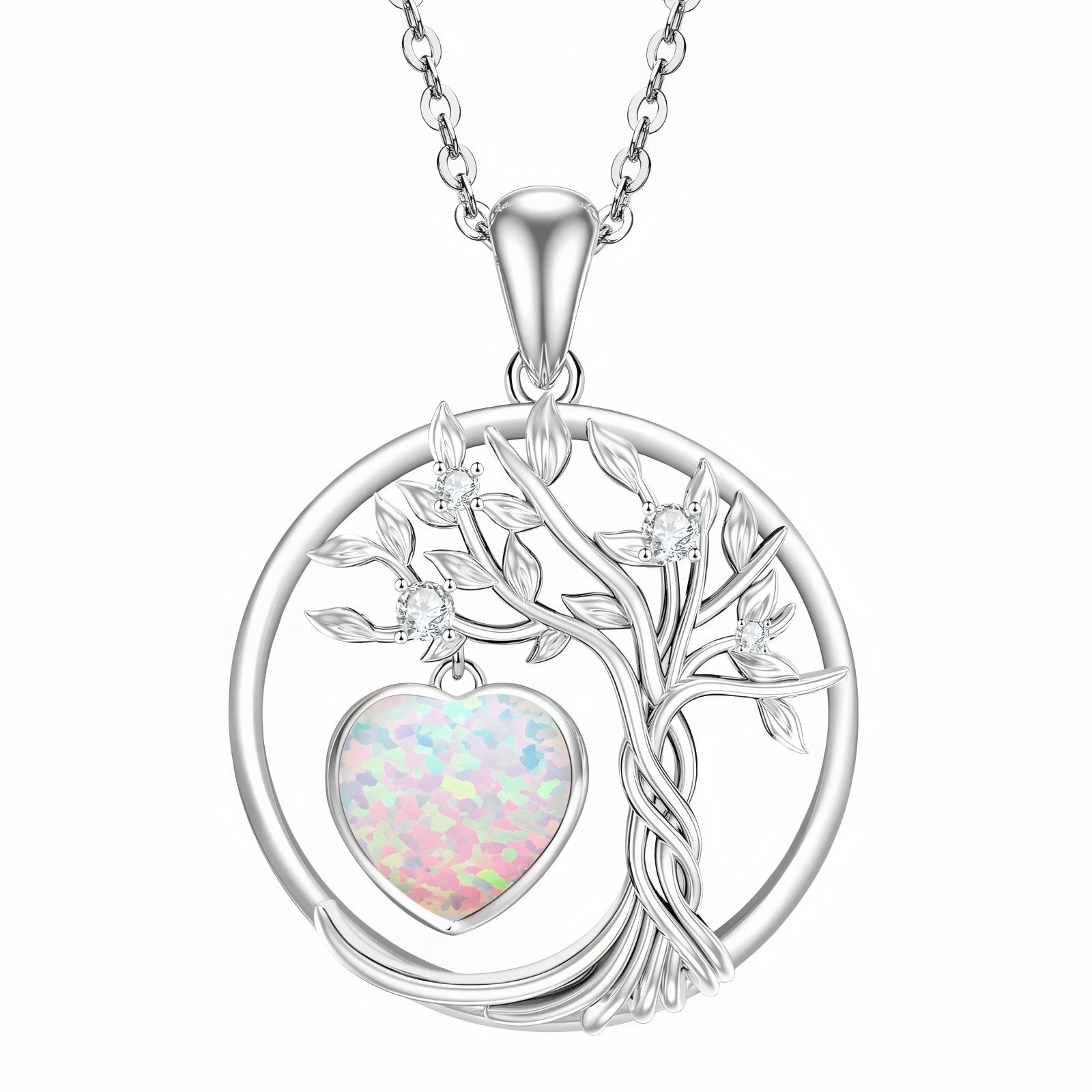 Collier pendentif arbre de vie pour femme, cœur en moissanite, argent 925