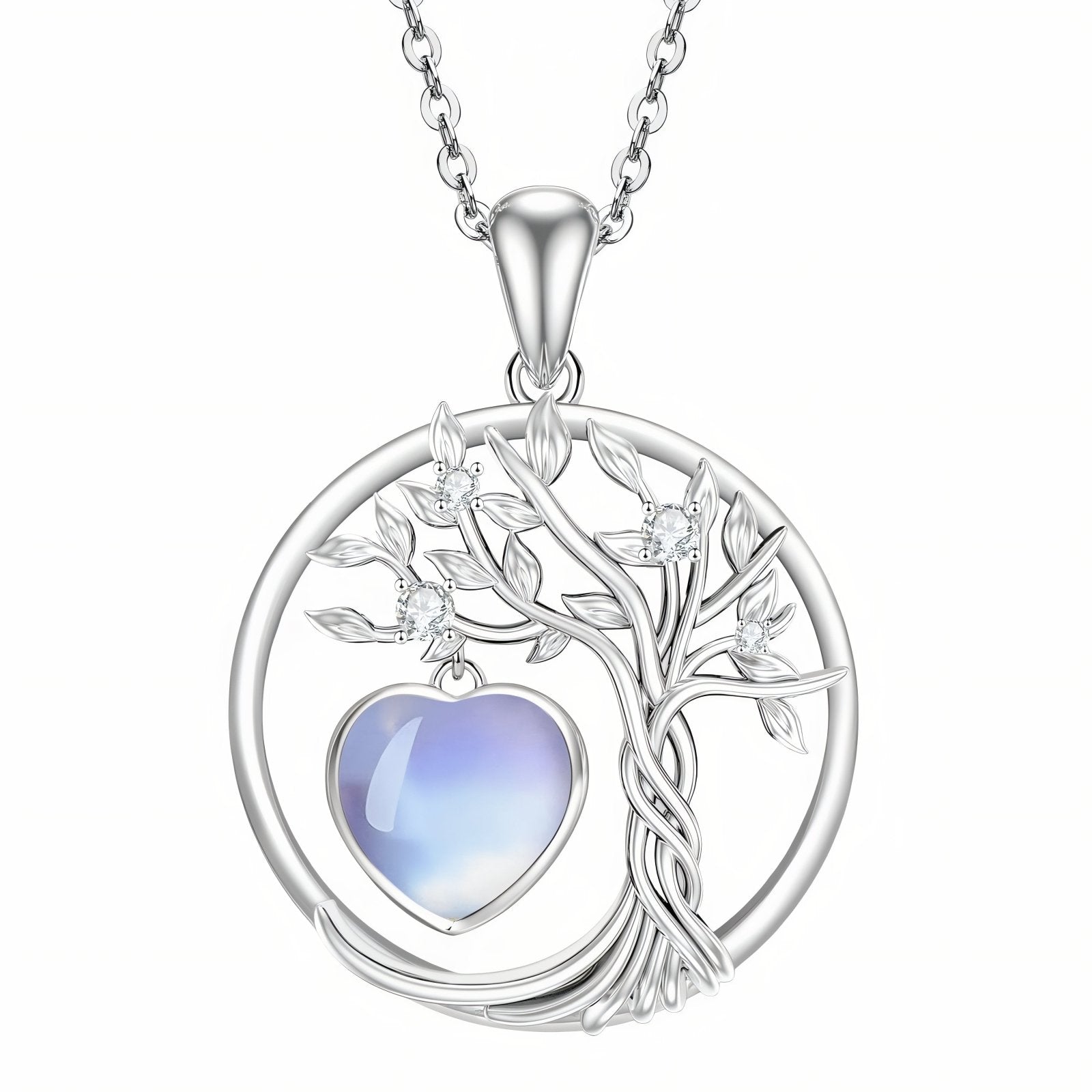 Collier pendentif arbre de vie pour femme, cœur en moissanite, argent 925