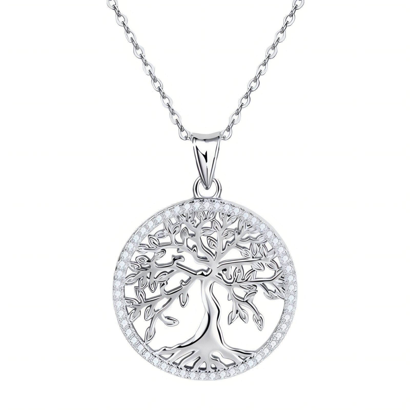 Collier pendentif arbre de vie pour femme, serti de moissanites, en argent 925