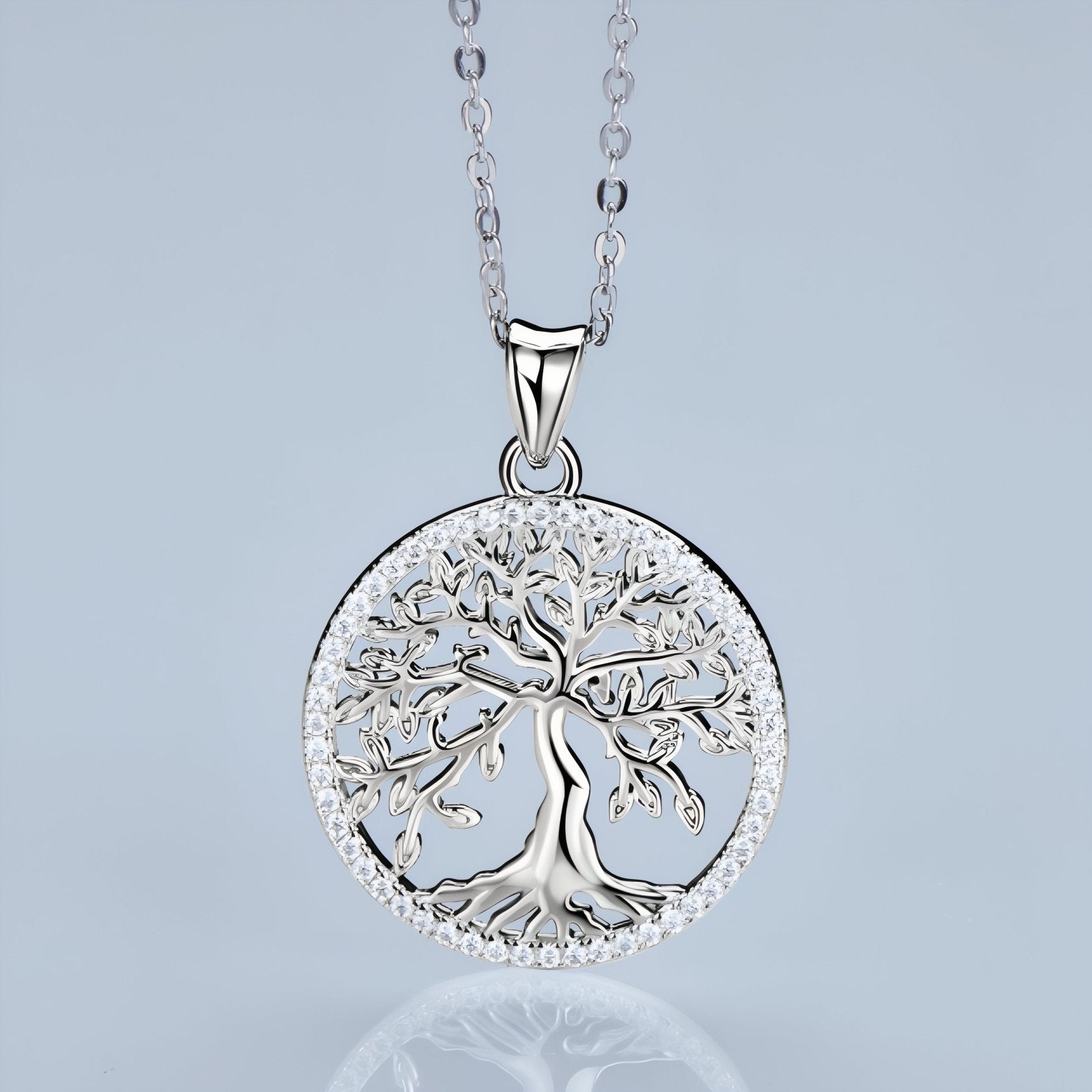 Collier pendentif arbre de vie pour femme, serti de moissanites, en argent 925