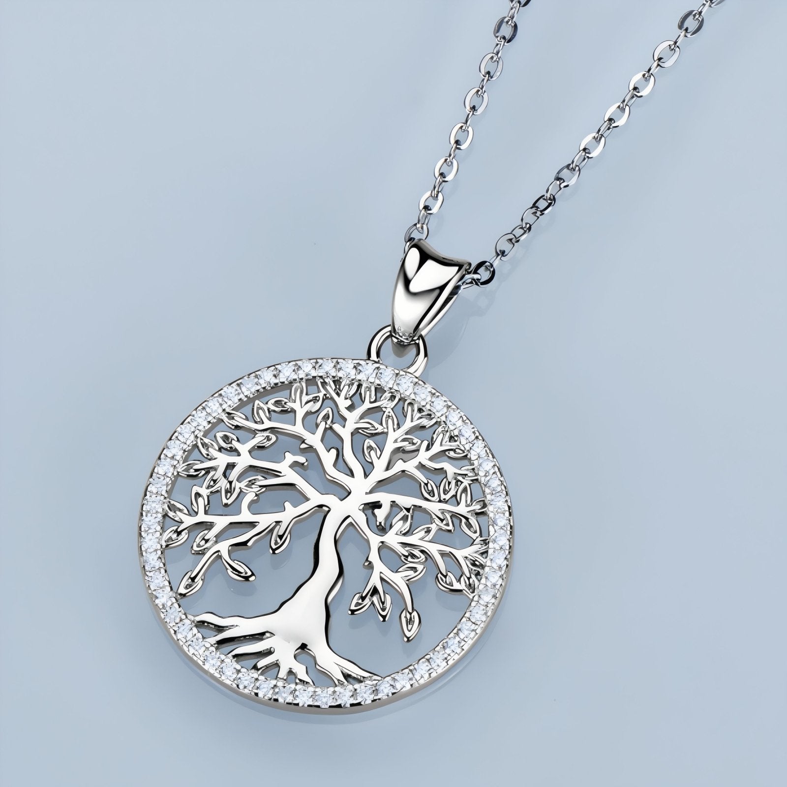 Collier pendentif arbre de vie pour femme, serti de moissanites, en argent 925