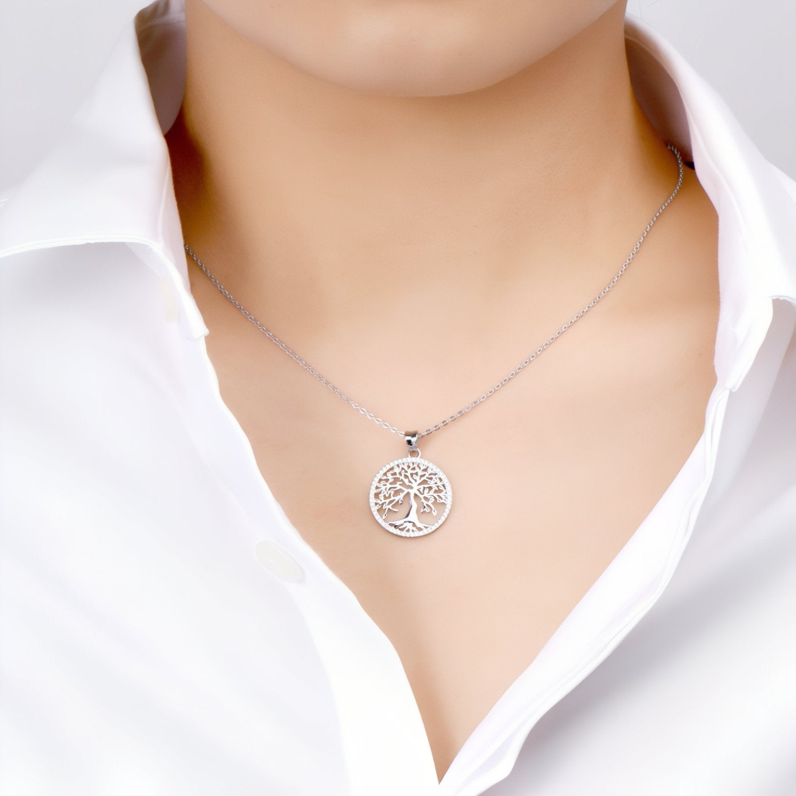 Collier pendentif arbre de vie pour femme, serti de moissanites, en argent 925