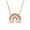 Collier pendentif arc - en - ciel en acier inoxydable et or 18K, zircons colorés