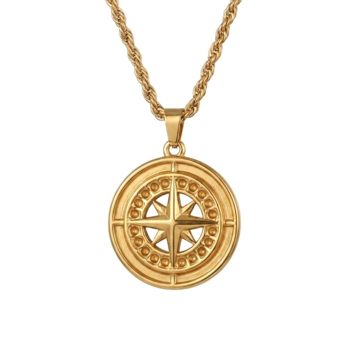 Collier pendentif boussole pour homme, en acier inoxydable, style aventurier