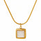 Collier pendentif carré pour femme, maille serpent, avec nacre, en acier inoxydable