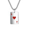 Collier pendentif carte à jouer pour homme, en acier inoxydable, plaque rectangulaire as de pique ou as de cœur