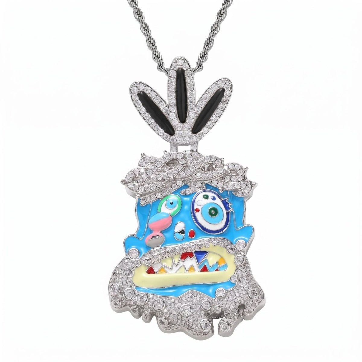 Collier pendentif cartoon pour homme, en cuivre, design hip-hop