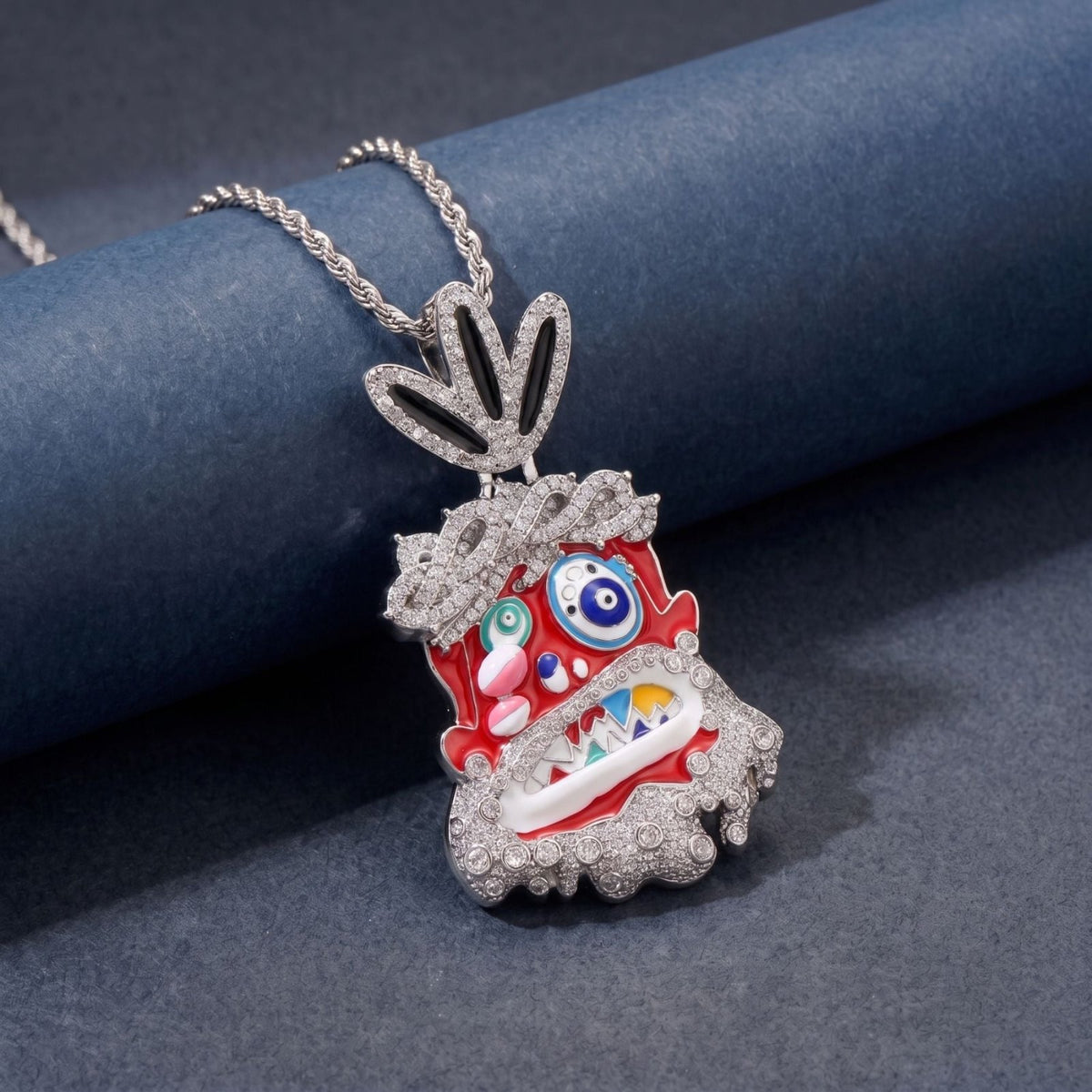 Collier pendentif cartoon pour homme, en cuivre, design hip-hop