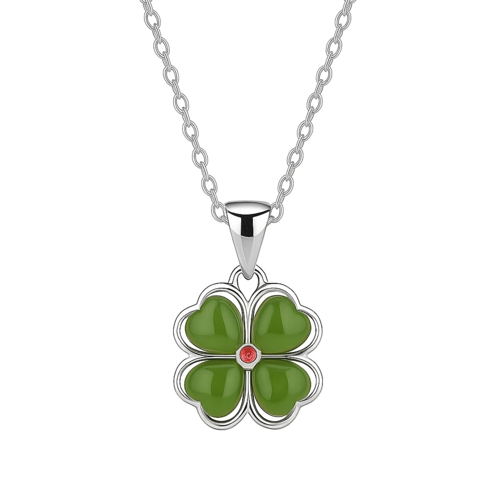 Collier pendentif chance, trèfle à 4 feuilles, en argent 925, maille forçat, modèle Evie