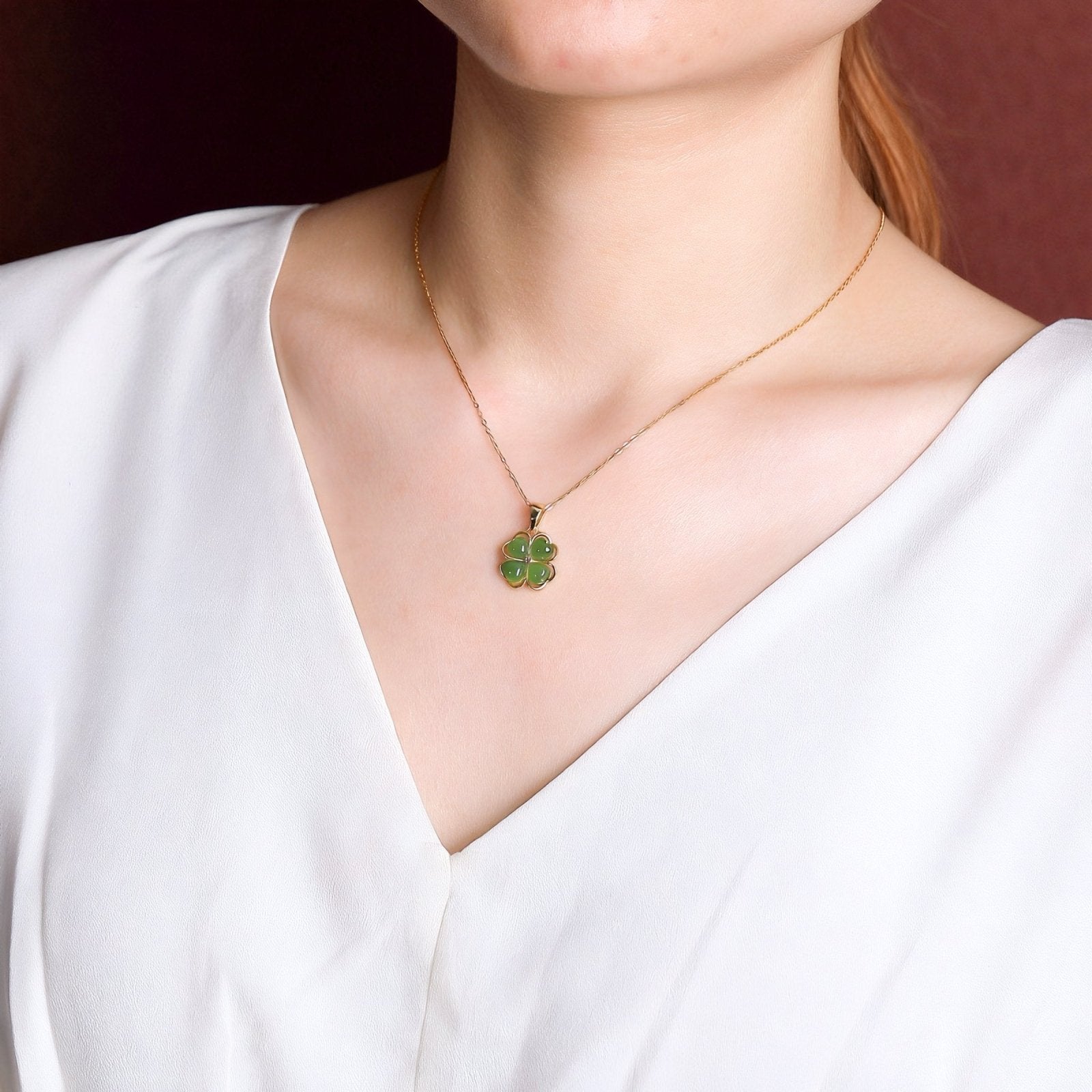 Collier pendentif chance, trèfle à 4 feuilles, en argent 925, maille forçat, modèle Evie