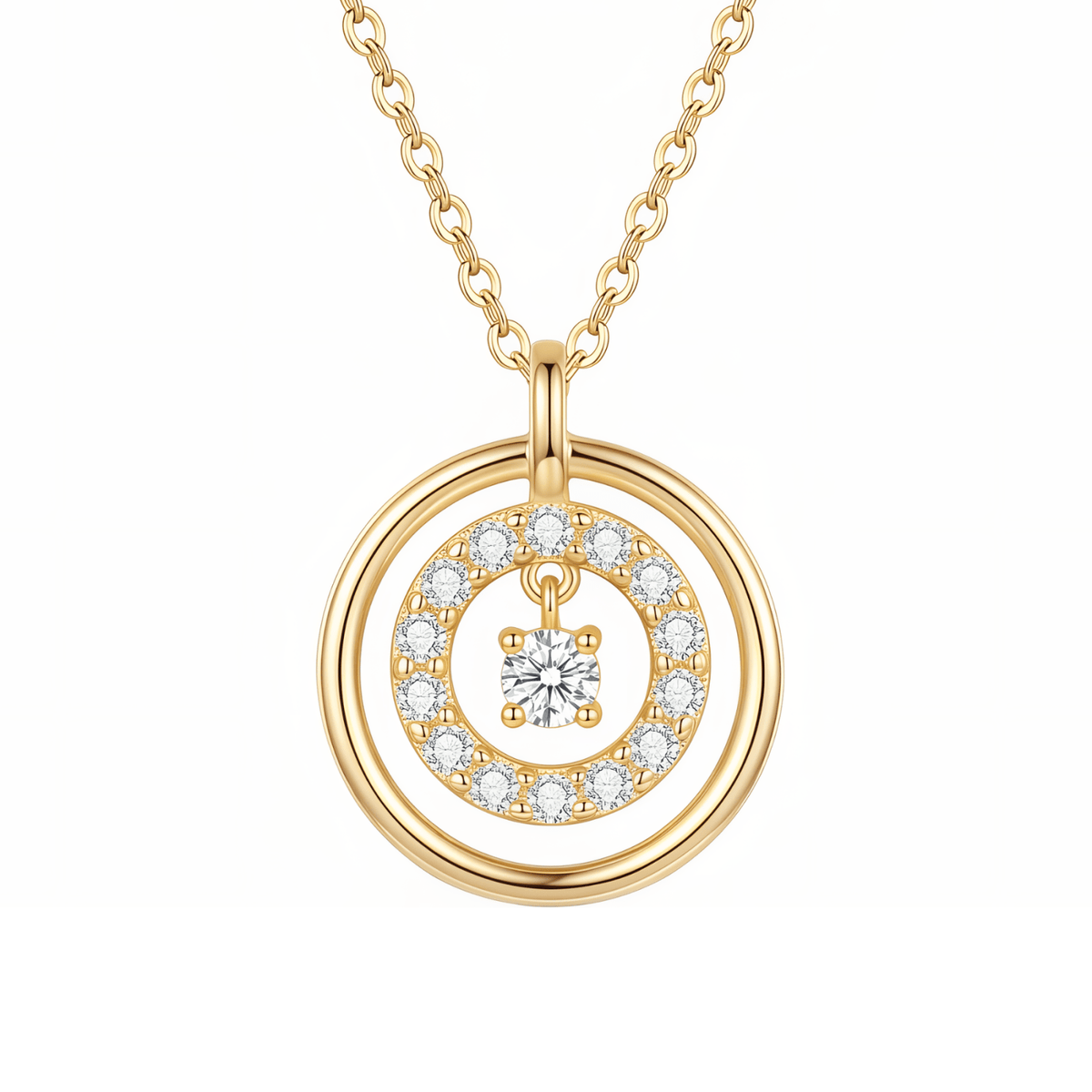 Collier pendentif circulaire pour femme, en argent 925, style élégant