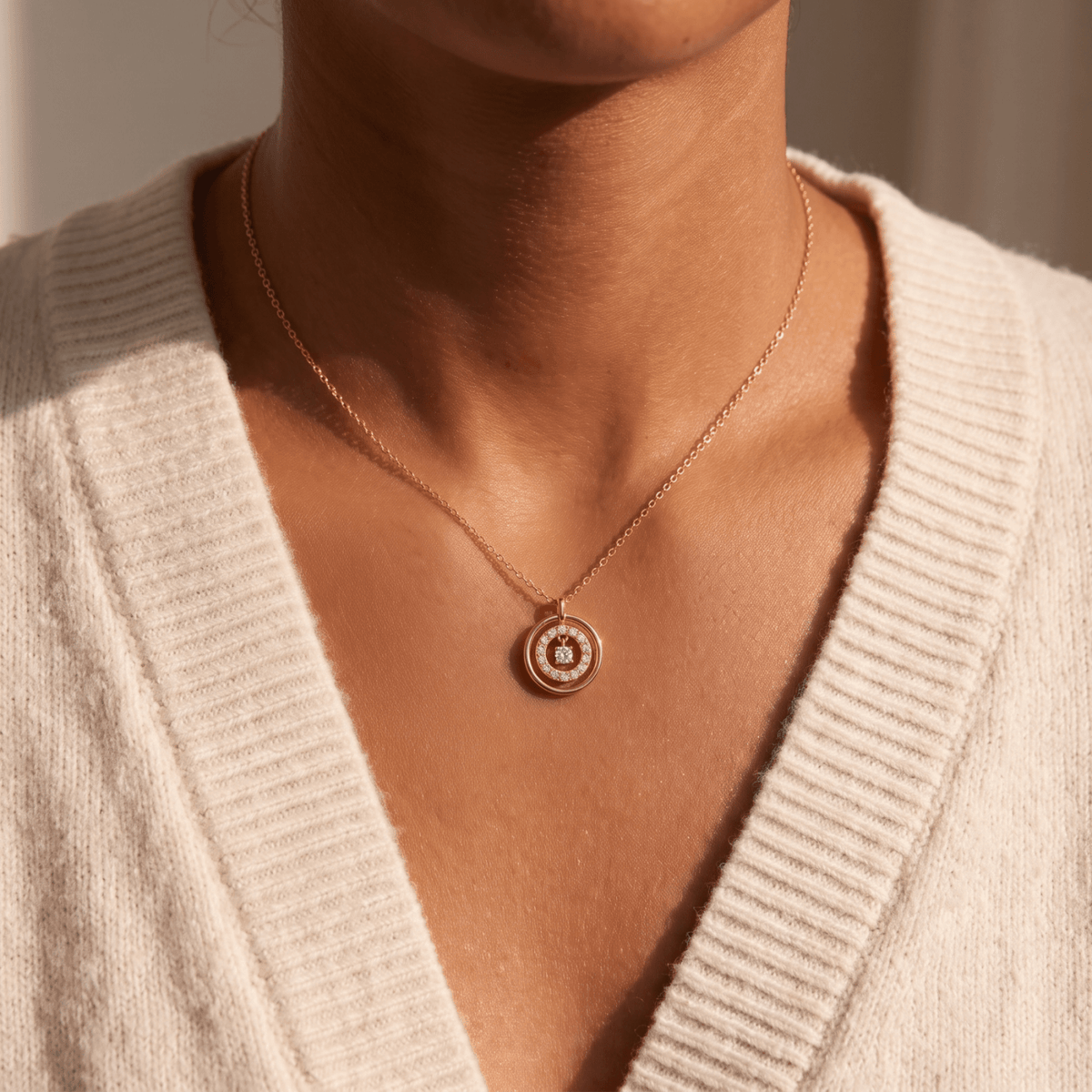 Collier pendentif circulaire pour femme, en argent 925, style élégant