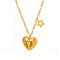 Collier pendentif cœur doré, verre teinté et étoile brillante, modèle Roumi