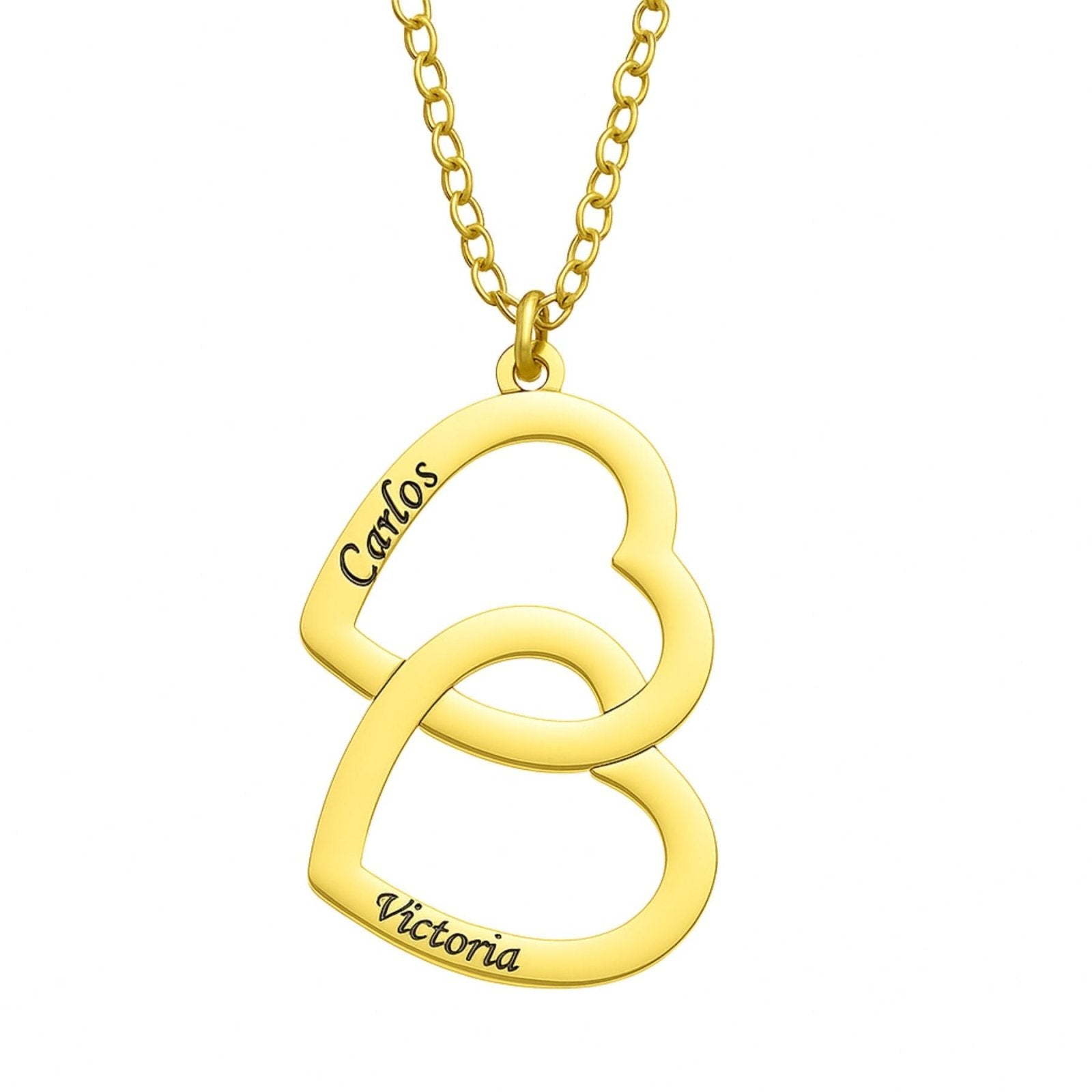 Collier pendentif cœur double, à personnaliser, en acier inoxydable, modèle Cérès