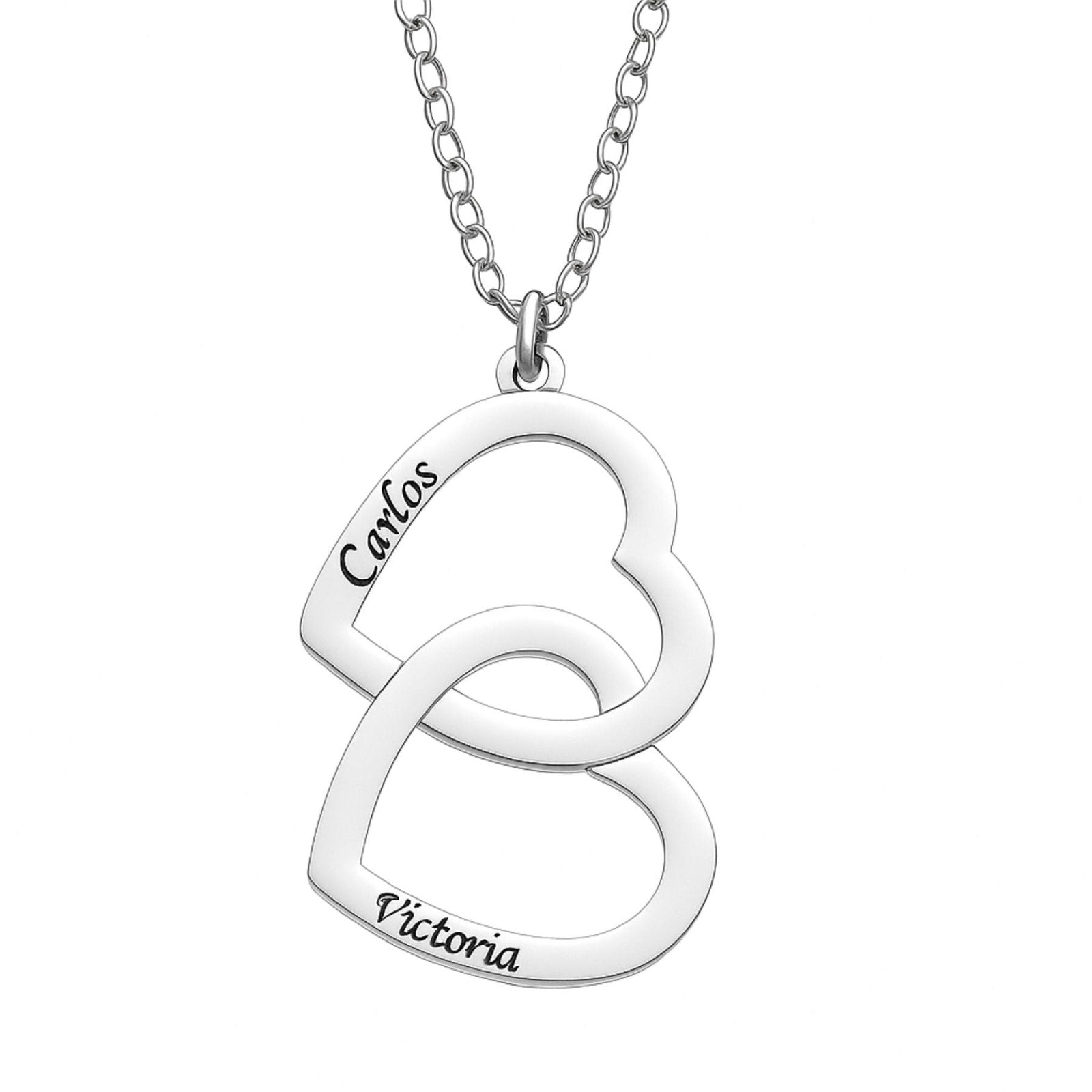 Collier pendentif cœur double, à personnaliser, en acier inoxydable, modèle Cérès