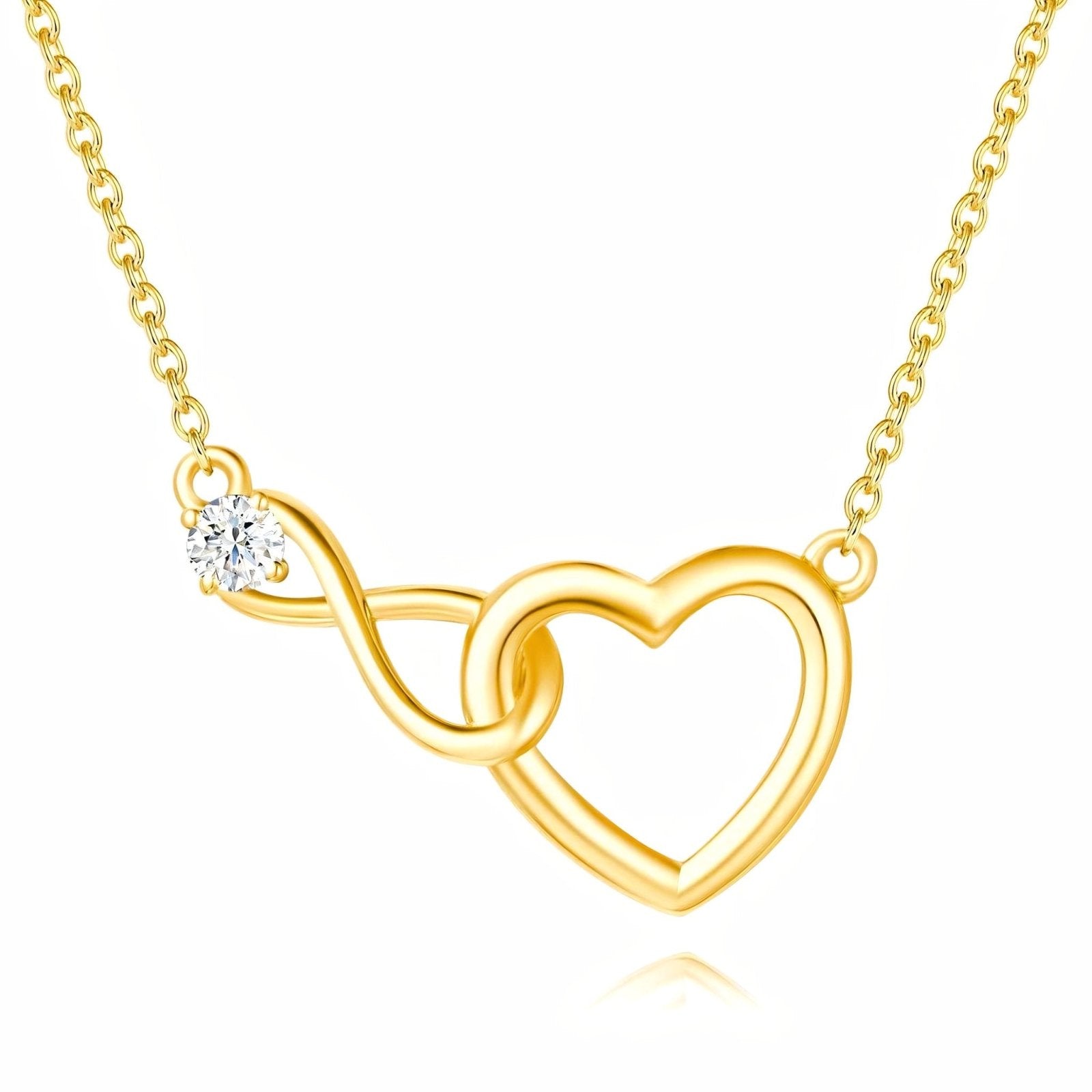 Collier pendentif coeur infini, argent 925 plaqué or, serti de zircon, chic, modèle Seija