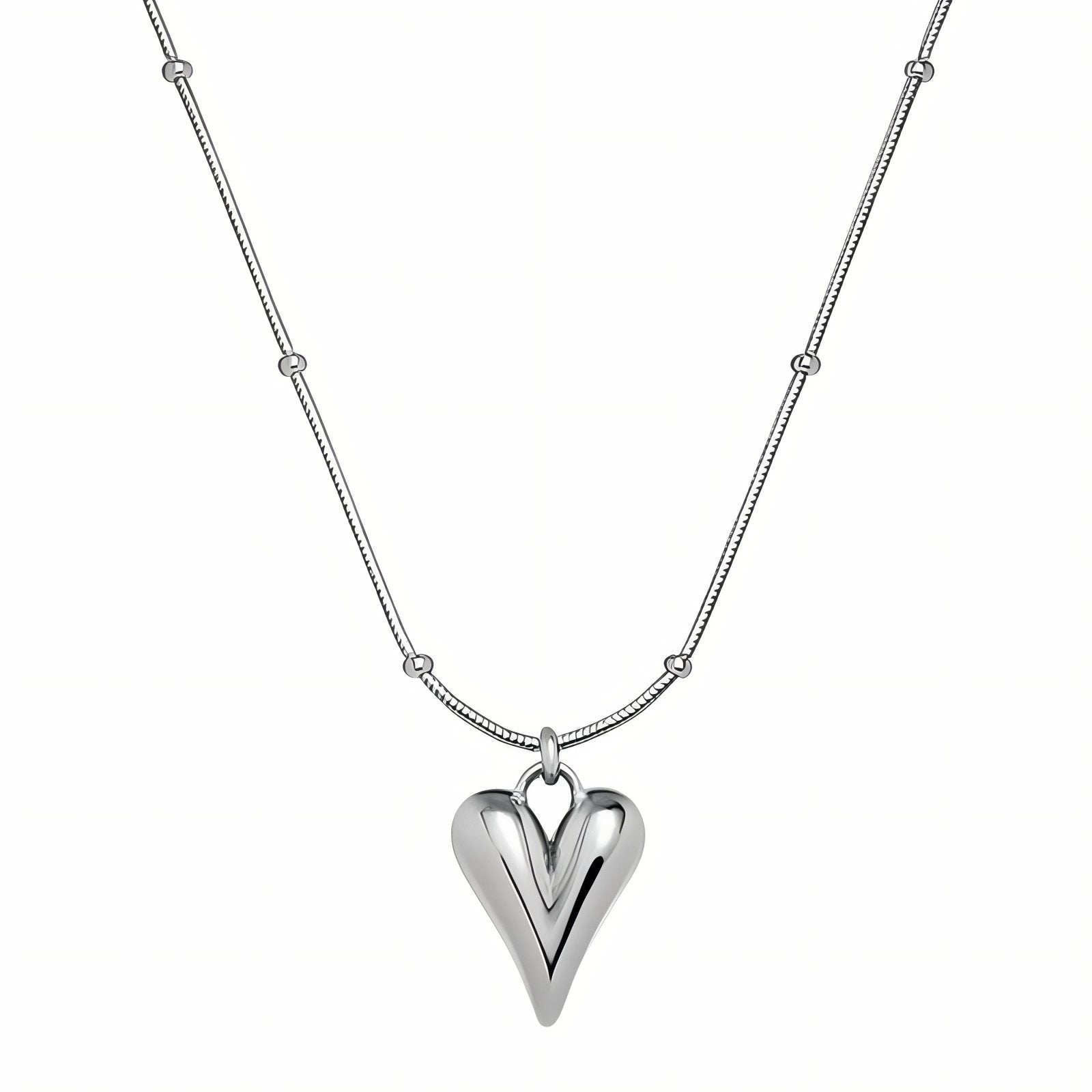 Collier pendentif cœur pour femme, maille serpent, en acier inoxydable