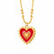 Collier pendentif cœur réversible, double face rouge et noir, chaîne perlée, modèle El Ghalia