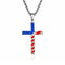 Collier pendentif croix américaine pour homme, en acier inoxydable, motif drapeau des États-Unis avec étoiles et rayures