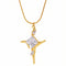 Collier pendentif croix artistique pour femme, avec zircon, en acier inoxydable
