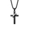 Collier pendentif croix avec anneau pour homme, en acier inoxydable noir, style moderne