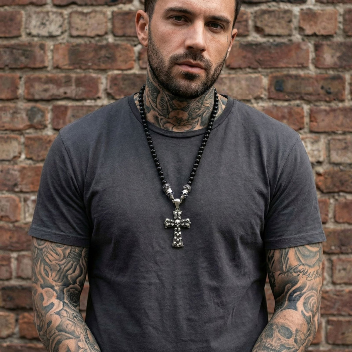 Beydodo Collier Acier Inoxydable Homme - Pendentif Tête De Mort Hip Hop Polie
