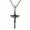 Collier pendentif croix, crucifix avec squelette pour homme, en acier inoxydable