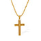 Collier pendentif croix gravée, en titane doré, chaîne fine à boules, modèle Romina