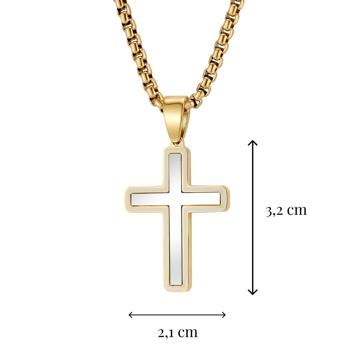 JewelryWe Collier Croix Byzantine Homme - Pendentif Acier Inoxydable 65cm Avec Sac Cadeau